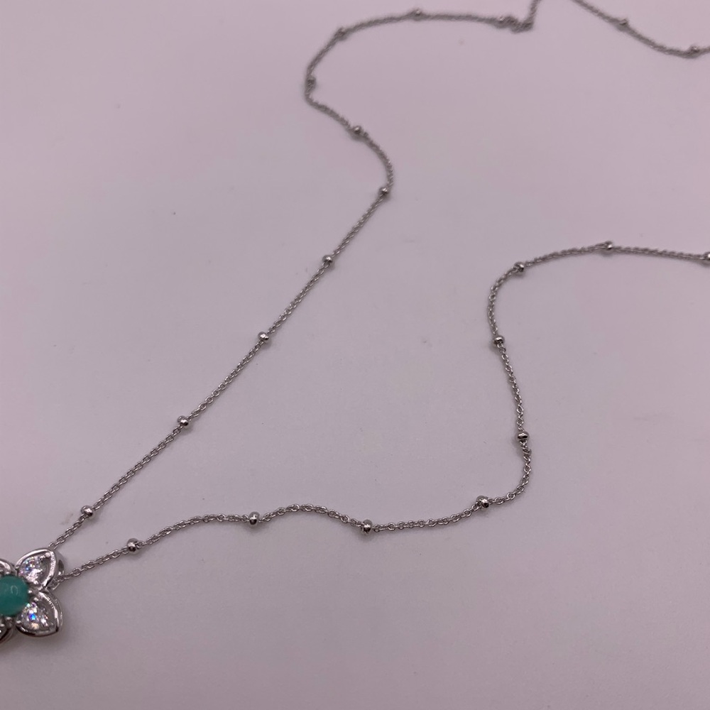 New PAJ 925 Sterling Silver amazonite CZ necklace - Picture 4 of 6
